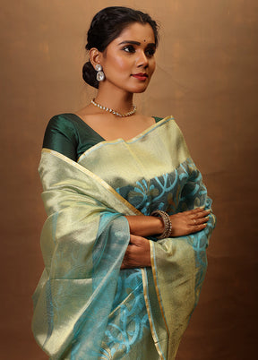 Blue Net Saree With Blouse Piece - Indian Silk House Agencies