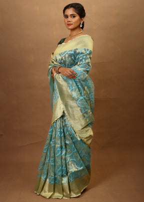 Blue Net Saree With Blouse Piece - Indian Silk House Agencies