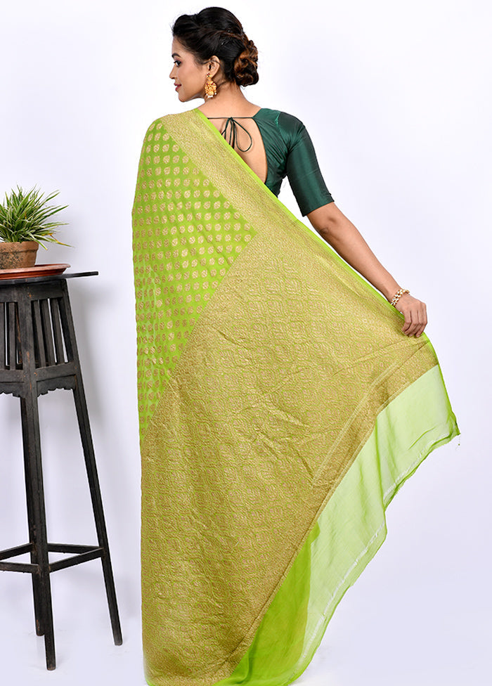 Green Pure Georgette Saree With Blouse Piece - Indian Silk House Agencies