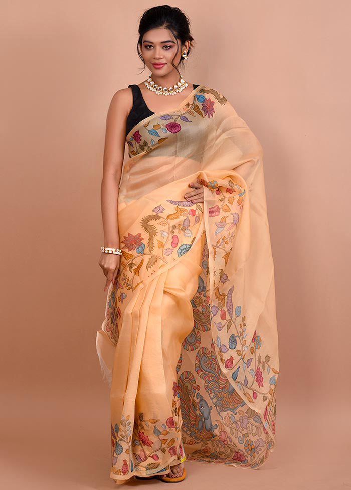 Yellow Organza Saree With Blouse Piece - Indian Silk House Agencies