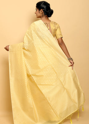 Light Yellow Kora Silk Saree With Blouse - Indian Silk House Agencies