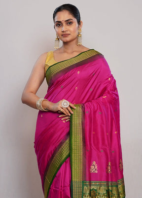 Pink Kanjivaram Pure Silk Saree With Blouse Piece - Indian Silk House Agencies