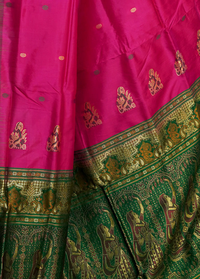 Pink Kanjivaram Pure Silk Saree With Blouse Piece - Indian Silk House Agencies