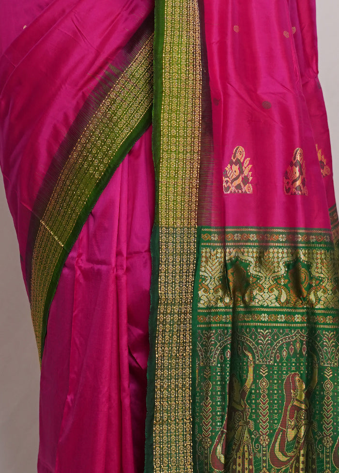 Pink Kanjivaram Pure Silk Saree With Blouse Piece - Indian Silk House Agencies