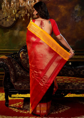 Black Pure Gadwal Silk Saree With Blouse Piece - Indian Silk House Agencies