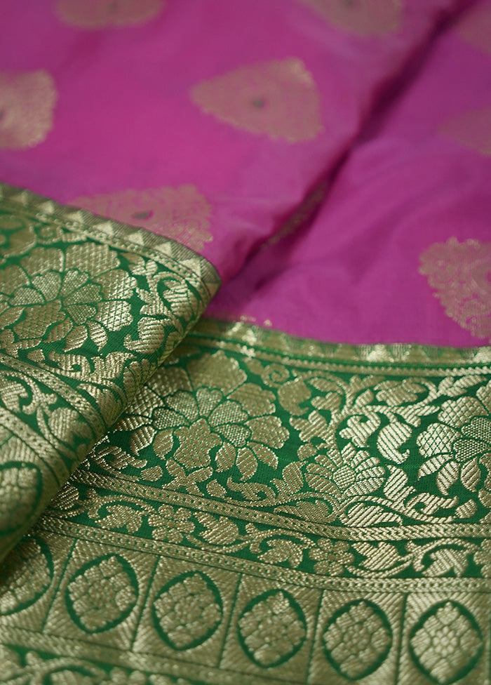 Pink Kanjivaram Silk Saree With Blouse Piece - Indian Silk House Agencies