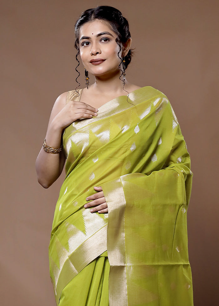 Green Cotton Saree With Blouse Piece - Indian Silk House Agencies