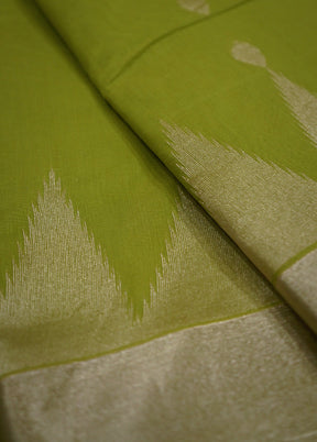 Green Cotton Saree With Blouse Piece - Indian Silk House Agencies