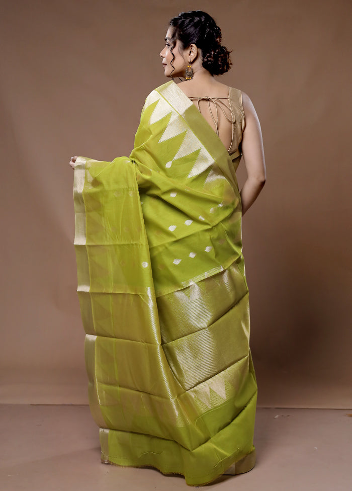 Green Cotton Saree With Blouse Piece - Indian Silk House Agencies