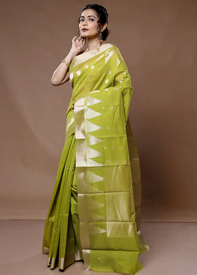 Green Cotton Saree With Blouse Piece - Indian Silk House Agencies