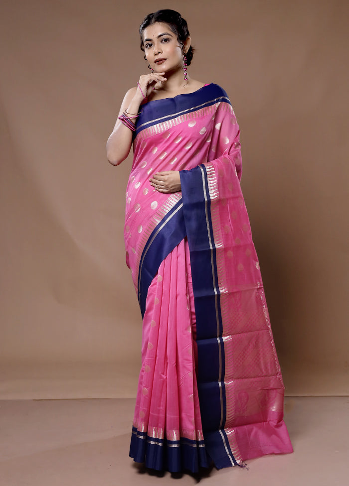 Pink Cotton Saree With Blouse Piece - Indian Silk House Agencies