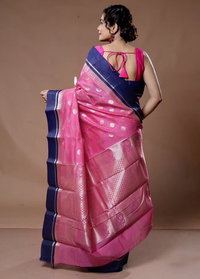 Pink Cotton Saree With Blouse Piece - Indian Silk House Agencies