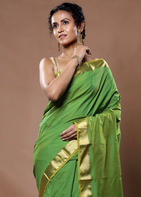 Green Kanjivaram Silk Saree With Blouse Piece - Indian Silk House Agencies