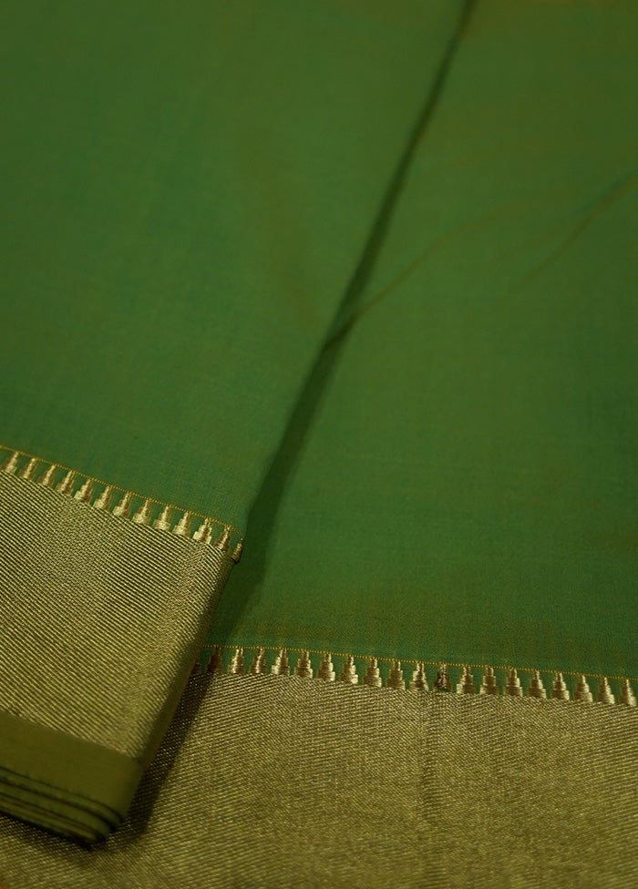 Green Kanjivaram Silk Saree With Blouse Piece - Indian Silk House Agencies