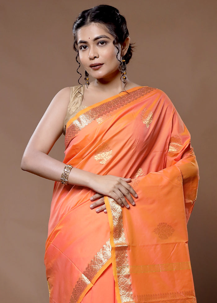 Pink Kanjivaram Silk Saree With Blouse Piece - Indian Silk House Agencies