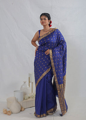 Blue Kanjivaram Silk Saree With Blouse Piece - Indian Silk House Agencies