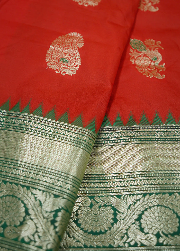 Red Kanjivaram Silk Saree With Blouse Piece - Indian Silk House Agencies