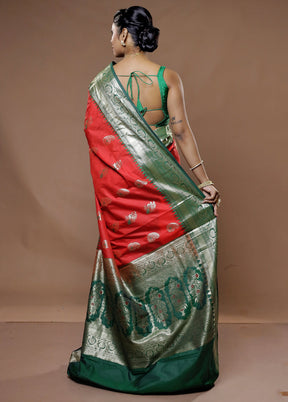 Red Kanjivaram Silk Saree With Blouse Piece - Indian Silk House Agencies