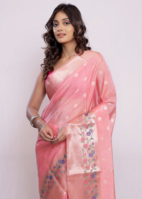 Pink Dupion Silk Saree With Blouse Piece - Indian Silk House Agencies