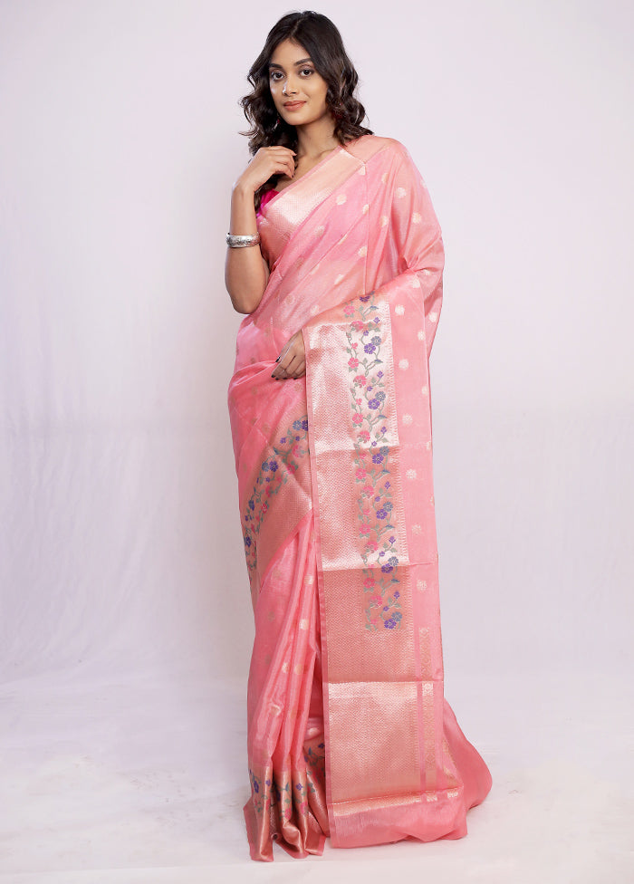 Pink Dupion Silk Saree With Blouse Piece - Indian Silk House Agencies