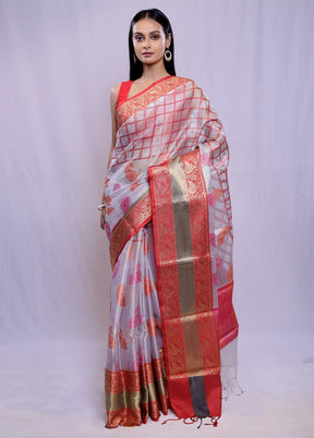 Cream Kora Silk Saree With Blouse Piece - Indian Silk House Agencies