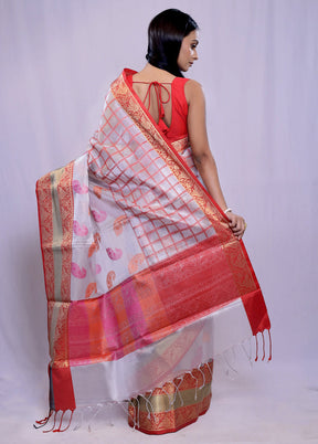 Cream Kora Silk Saree With Blouse Piece - Indian Silk House Agencies