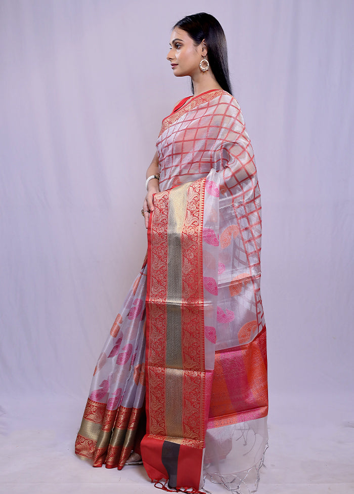 Cream Kora Silk Saree With Blouse Piece - Indian Silk House Agencies