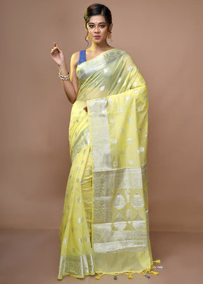 Yellow Kora Silk Saree With Blouse Piece - Indian Silk House Agencies