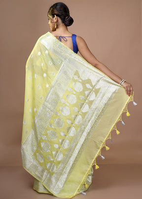 Yellow Kora Silk Saree With Blouse Piece - Indian Silk House Agencies