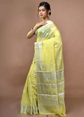 Yellow Kora Silk Saree With Blouse Piece - Indian Silk House Agencies