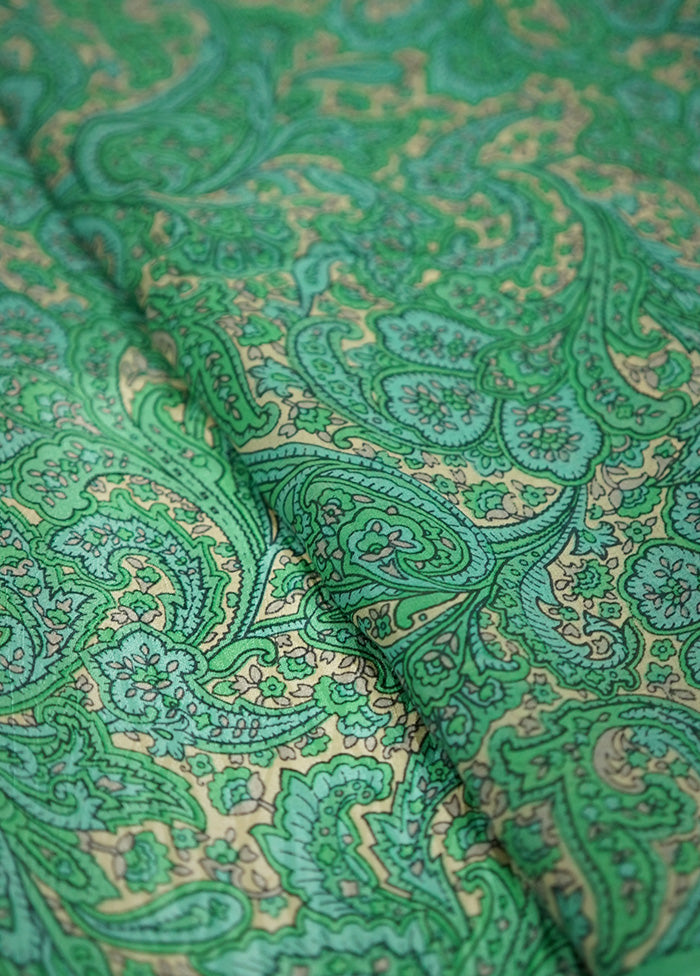 Green Chiffon Pure Silk Saree Without Blouse Piece - Indian Silk House Agencies