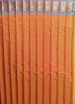 Orange Gadwal Pure Silk Saree Without Blouse Piece