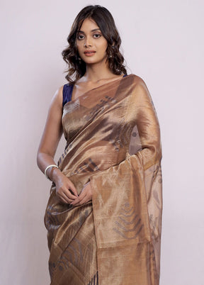 Gold Tussar Pure Silk Saree With Blouse Piece - Indian Silk House Agencies