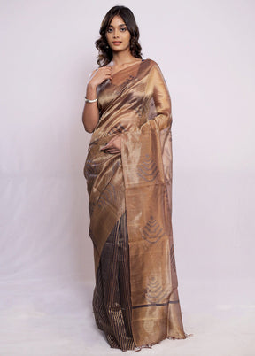 Gold Tussar Pure Silk Saree With Blouse Piece - Indian Silk House Agencies