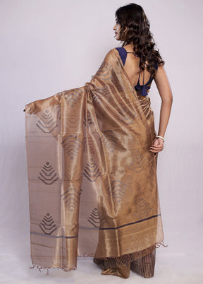 Gold Tussar Pure Silk Saree With Blouse Piece - Indian Silk House Agencies