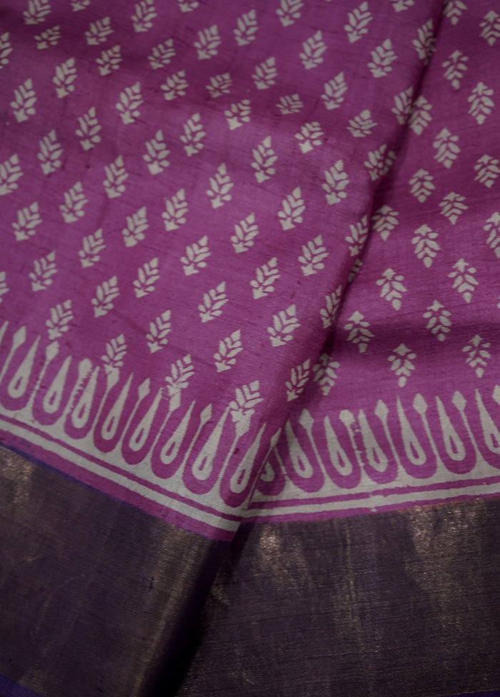 Pink Tussar Silk Saree With Blouse Piece - Indian Silk House Agencies