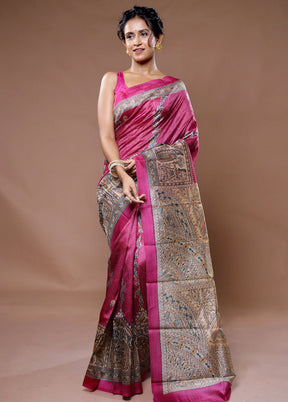 Blue Tussar Silk Saree With Blouse Piece - Indian Silk House Agencies