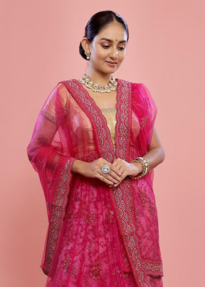 3 Pc Pink Semi Stitched Silk Lehenga Set - Indian Silk House Agencies