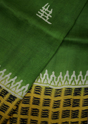 Green Printed Pure Silk Saree With Blouse Piece - Indian Silk House Agencies