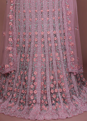 Pink Pure SIlk Dupatta Lehenga Set
