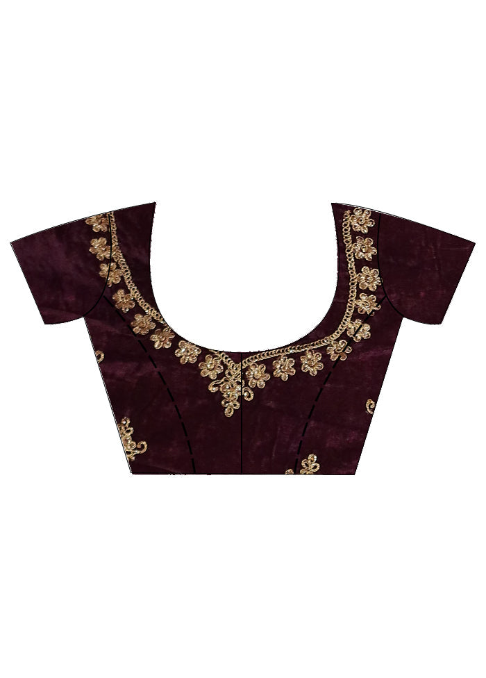 3 Pc Maroon Semi Stitched Silk Lehenga Set - Indian Silk House Agencies