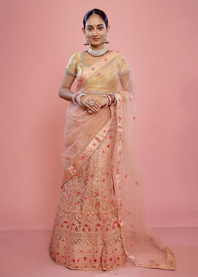 3 Pc Rust Semi Stitched Silk Lehenga Set - Indian Silk House Agencies