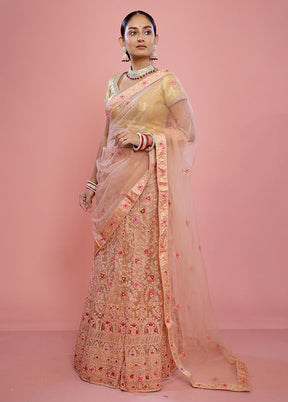 3 Pc Rust Semi Stitched Silk Lehenga Set - Indian Silk House Agencies