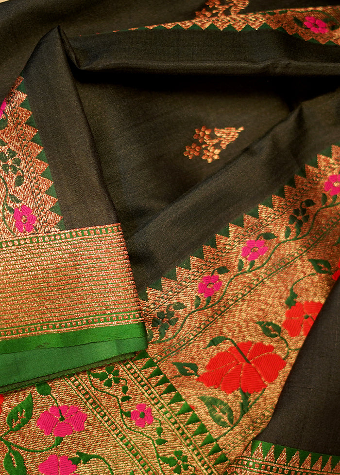 Green Tussar Pure Silk Saree With Blouse Piece - Indian Silk House Agencies