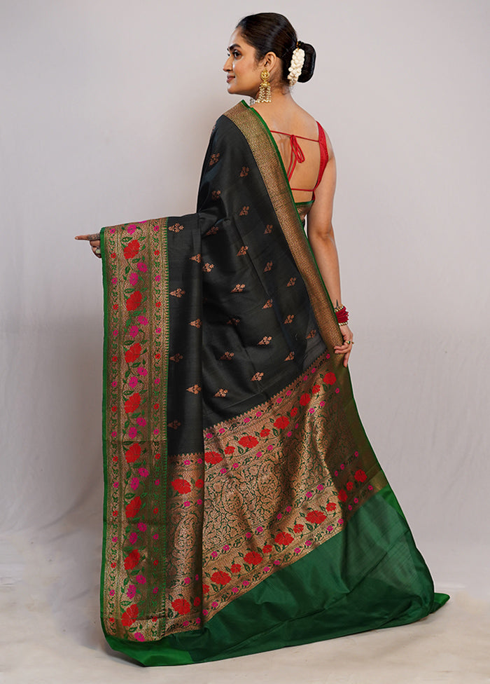 Green Tussar Pure Silk Saree With Blouse Piece - Indian Silk House Agencies