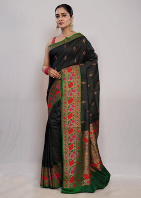 Green Tussar Pure Silk Saree With Blouse Piece - Indian Silk House Agencies