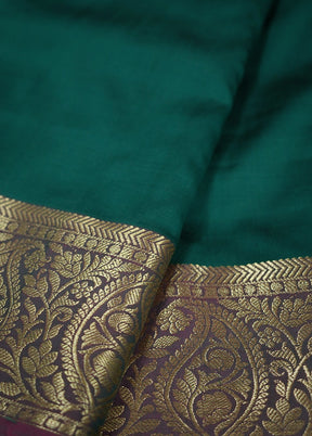 Green Banarasi Silk Saree With Blouse Piece - Indian Silk House Agencies