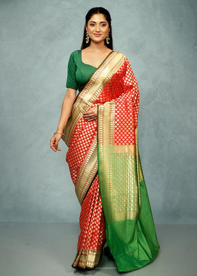 Red Uppada Silk Saree With Blouse Piece - Indian Silk House Agencies