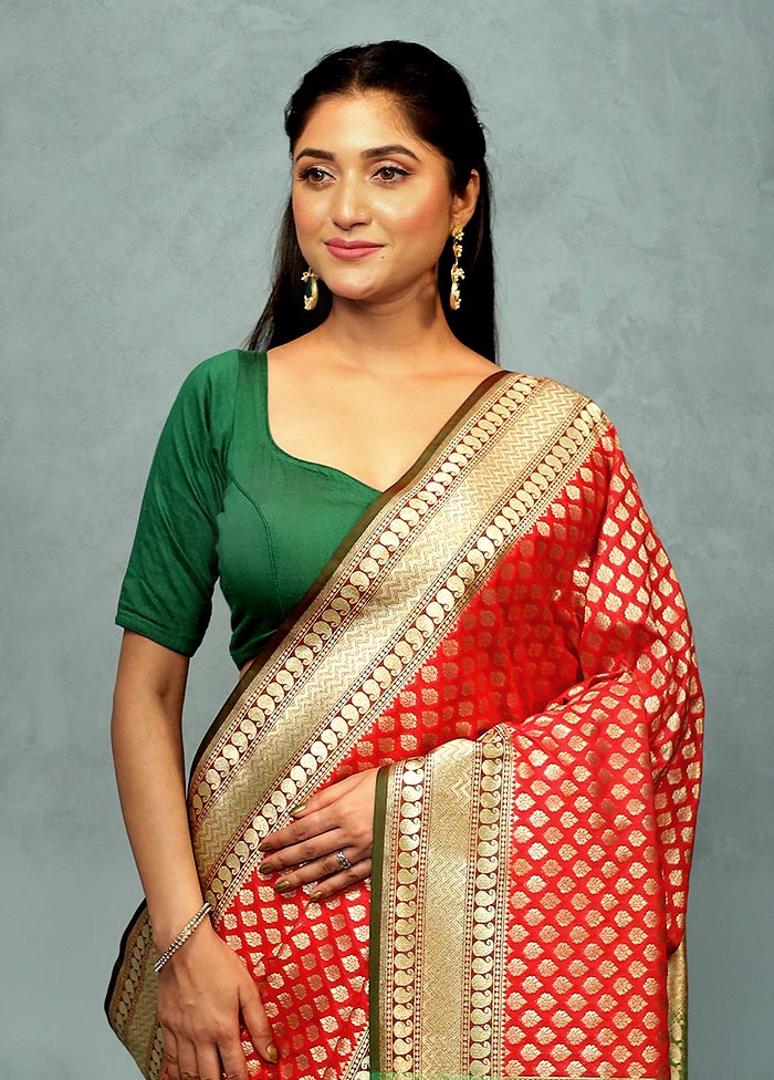 Red Uppada Silk Saree With Blouse Piece - Indian Silk House Agencies