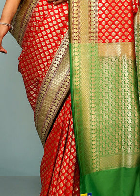 Red Uppada Silk Saree With Blouse Piece - Indian Silk House Agencies